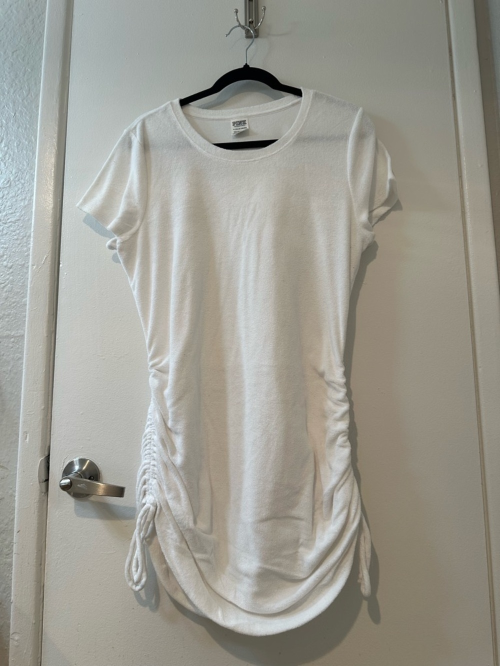 PINK Victoria's Secret White Ruched-Side Tee Dress